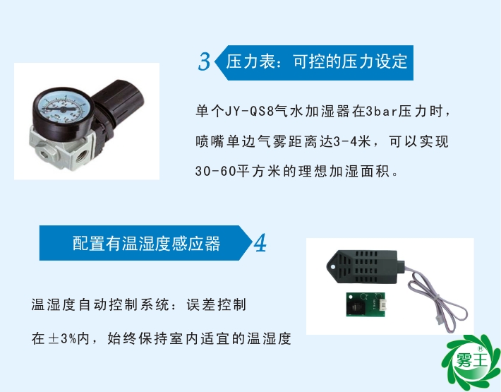 配置温湿度感应器,自动控制湿度